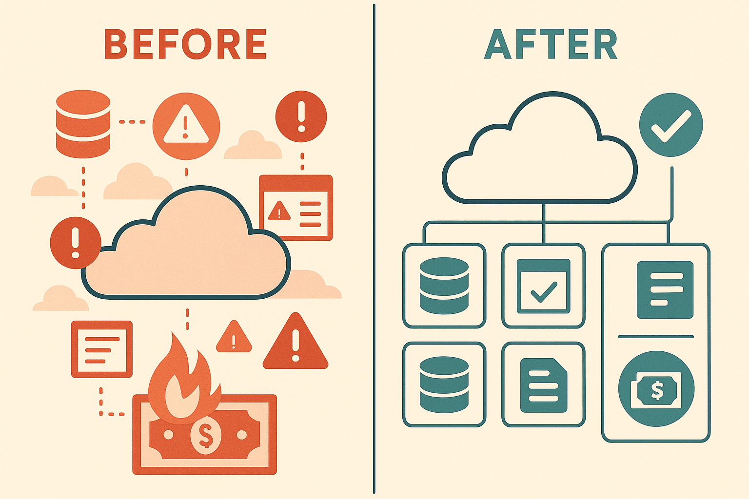 Cloud transformation before and after