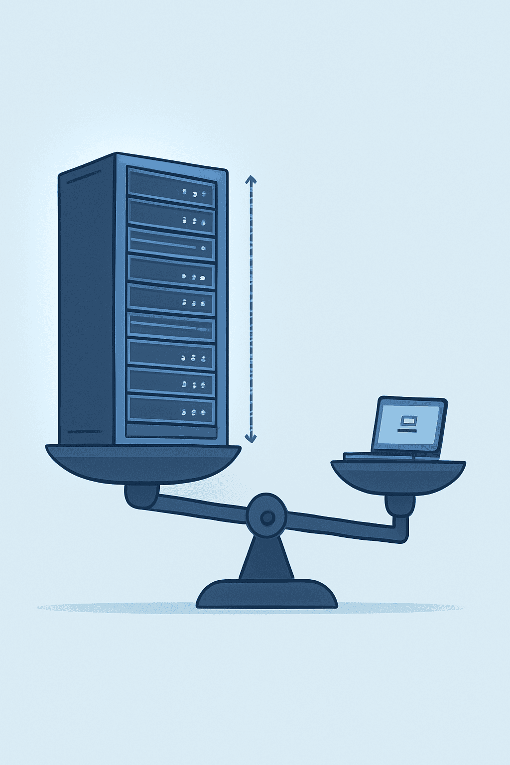 Scale showing oversized server vs tiny workload