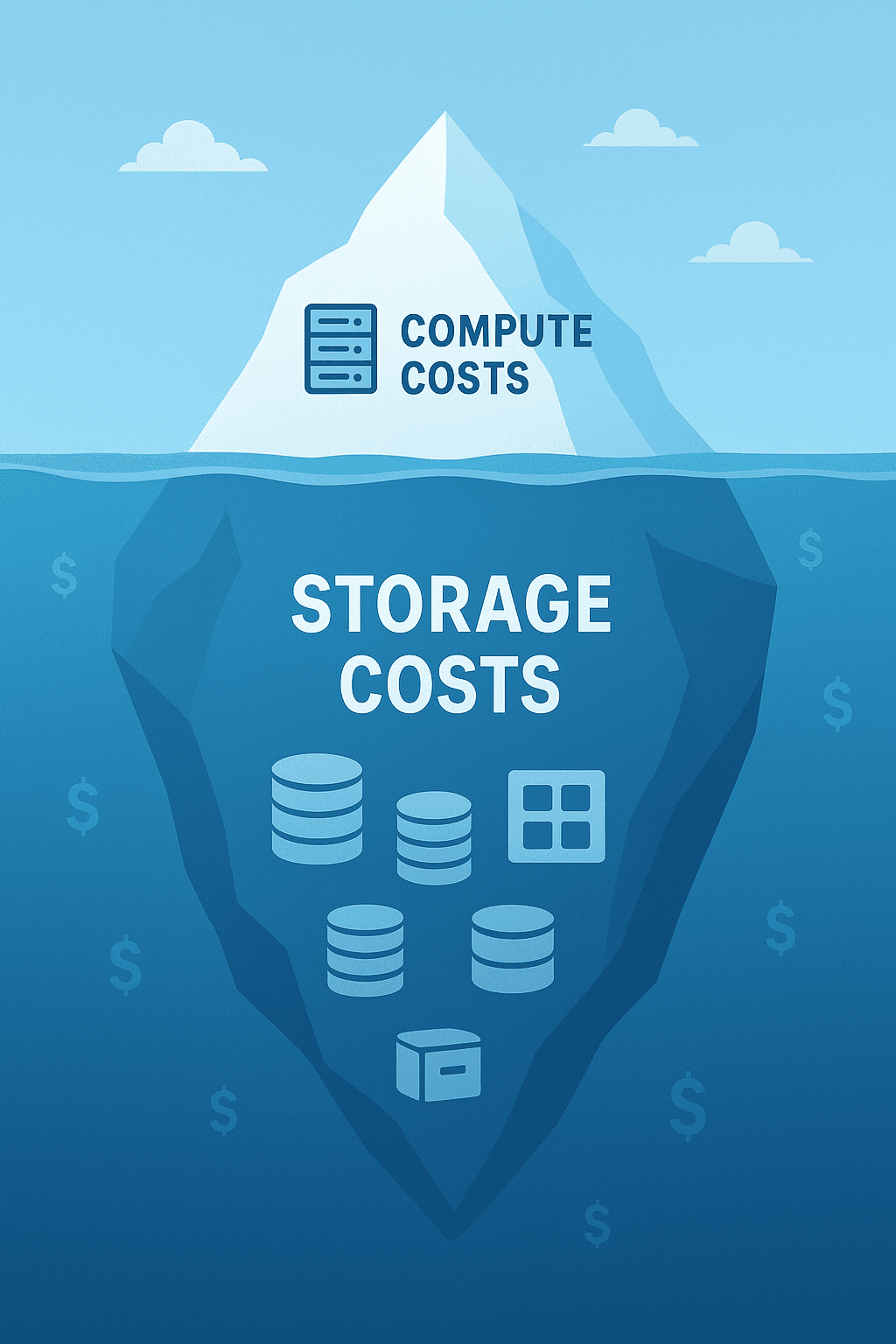 Iceberg showing hidden storage costs